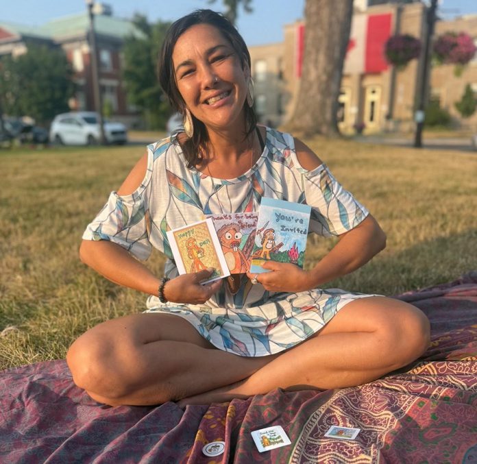 After studying under an Indigenous artist, Katie Beaver began making beaver-themed artworks using watercolour and cheeky beaver puns. She now sells magnets, cards, and stickers of her artwork through her mobile business Bannock & Bean. (Photo courtesy of Bannock & Bean)