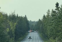 Crews responding to a forest fire east of Burnt River in Kawartha Lakes on August 9, 2025. The fire has grown from five hectares in size to 27 hectares. (Photo: Patrick Porzuczek / Facebook)