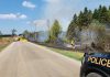 An out-of-control brush fire began burning south of Kirkfield in Kawartha Lakes on August 11, 2025. Prospect Road is closed from County Road 48 to Eldon Station Road for emergency services to control the fire. (Photo: Ontario Provincial Police)