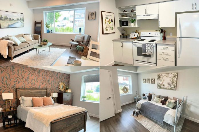 A two-bedroom unit at the Habitat for Humanity Peterborough & Kawartha Region (PKR) Leahy's Lane development in Peterborough, staged with furniture from the Habitat ReStore. Habitat PKR is currently accepting applications for one, two, and three-bedroom condominium units that were previously occupied by Habitat homeowners but have become available again through Habitat PKR's affordable housing buyback program. (Photos: Habitat PKR) A two-bedroom unit at the Habitat for Humanity Peterborough & Kawartha Region (PKR) Leahy's Lane development in Peterborough, staged with furniture from the Habitat ReStore. Habitat PKR is currently accepting applications for one, two, and three-bedroom condominium units that were previously occupied by Habitat homeowners but have become available again through Habitat PKR's affordable housing buyback program. (Photos: Habitat PKR)