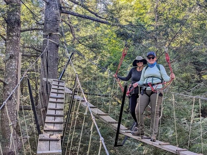 In addition to guided hikes, Hike Haliburton from September 18 to 21, 2025 offers paid excursions through local providers, including the Haliburton Forest & Wild Life Reserve where visitors can see the Haliburton Highlands from the treetops through a guided canopy tour. (Photo courtesy of Haliburton County)