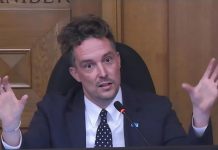 Peterborough city councillor Alex Bierk explains his motion to defer the proposed Community Wellbeing Fund, which would consolidate the city's funding streams for community project grants, community investment grants, and community service grants, during a general committee meeting on August 5, 2025. (kawarthaNOW screenshot of City of Peterborough video)