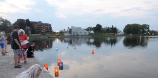 Peterborough Peace Council has organized an annual floating lantern ceremony for many years to mark the U.S. dropping of atomic bombs on the Japanese cities of Hiroshima and Nagasaki and to promote peace. (Photo courtesy of Peterborough Peace Council)