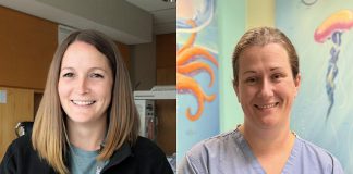 RN Rachel Whiteside and RPN Carly Ryan are two nurses at Peterborough Regional Health Centre (PRHC) who have been recognized through the donor-funded PRHC Foundation Nursing Innovation Awards, held at PRHC's inaugural Nursing Symposium during National Nursing Week in May 2025. Whiteside collaborated with local paramedics to add warming mattresses to every ambulance for babies 28 days old or younger, and Ryan conducted an evidence-based review that introduced a faster-acting cream for procedural pain control in pediatric patients. (Photos courtesy of PRHC Foundation)