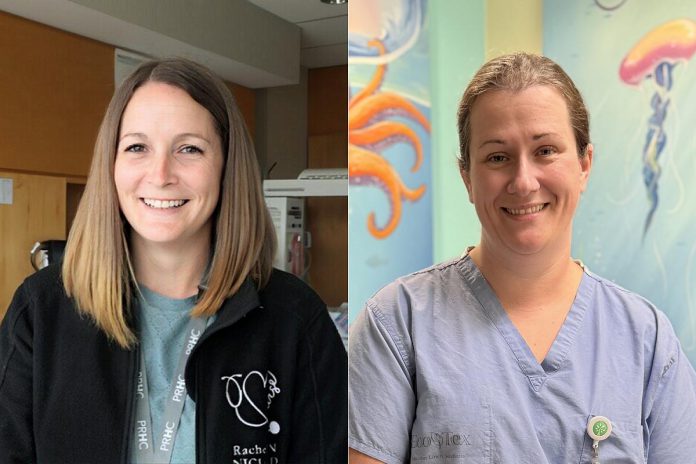 RN Rachel Whiteside and RPN Carly Ryan are two nurses at Peterborough Regional Health Centre (PRHC) who have been recognized through the donor-funded PRHC Foundation Nursing Innovation Awards, held at PRHC's inaugural Nursing Symposium during National Nursing Week in May 2025. Whiteside collaborated with local paramedics to add warming mattresses to every ambulance for babies 28 days old or younger, and Ryan conducted an evidence-based review that introduced a faster-acting cream for procedural pain control in pediatric patients. (Photos courtesy of PRHC Foundation) RN Rachel Whiteside and RPN Carly Ryan are two nurses at Peterborough Regional Health Centre (PRHC) who have been recognized through the donor-funded PRHC Foundation Nursing Innovation Awards, held at PRHC's inaugural Nursing Symposium during National Nursing Week in May 2025. Whiteside collaborated with local paramedics to add warming mattresses to every ambulance for babies 28 days old or younger, and Ryan conducted an evidence-based review that introduced a faster-acting cream for procedural pain control in pediatric patients. (Photos courtesy of PRHC Foundation)