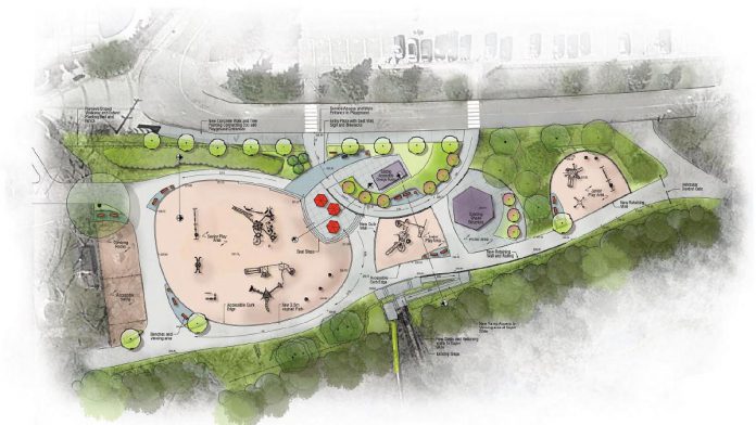 At a media event on August 14, 2025, the Rotary Club of Peterborough unveiled conceptual plans for a $1.5-million accessible playground at Riverview Park and Zoo in partnership with the zoo. Rotary has launched a community campaign called Project ROAR to raise funds for the new Rotary Accessible Playground, which is its latest legacy project. (Rendering: Basterfield & Associates Landscape Architects)