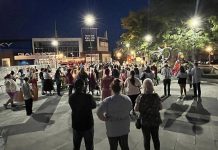 The 2024 "Take Back the Night" event in the Peterborough Square courtyard in downtown Peterborough. Organized by Kawartha Sexual Assault Centre, the 2025 event raising awareness about the prevalence of sexual violence and the supports available for survivors takes place on Thursday, September 18. (Photo: YWCA Peterborough Haliburton / Facebook)