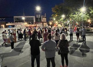 The 2024 "Take Back the Night" event in the Peterborough Square courtyard in downtown Peterborough. Organized by Kawartha Sexual Assault Centre, the 2025 event raising awareness about the prevalence of sexual violence and the supports available for survivors takes place on Thursday, September 18. (Photo: YWCA Peterborough Haliburton / Facebook)
