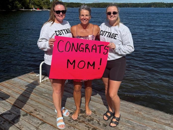 According to Tanya Rightmyer, Chandos Lake is in her family's blood as she has been going there since she was seven years old. She says one of the highlights of completing her self-imposed challenge to stand-up paddleboard around the North Kawartha lake was doing so with her adult daughters, who dropped her off and picked her up during each leg of the journey. (Photo via Tania Rightmyer / Facebook)