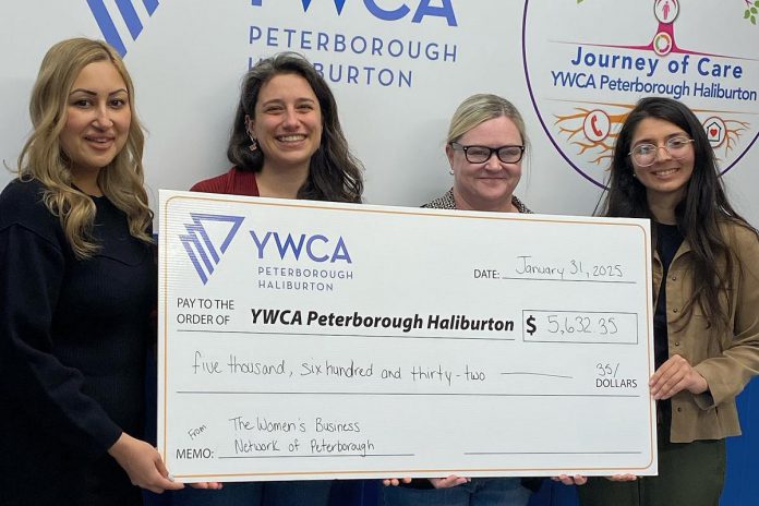 During the 2024-25 season, the Women's Business Network of Peterborough (WBN) presented a cheque for $5,632.35 to YWCA Peterborough Haliburton, representing the proceeds raised by WBN members during the organization's annual holiday gala. For the 2025-26 season, WBN will also be selecting a local charity to support at each member meeting. (Photo: YWCA Peterborough Haliburton / Facebook)