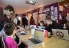Newly merged non-profit digital literary organizations Ampere (previously Pinnguaq Association) and Canada Learning Code have a long history of working together, including at the original Pinnguaq Makerspace in Iqaluit, Nunavut, where they worked together on "Code Week 2018." Ampere founder and CEO Ryan Oliver, who is now also CEO of Canada Learning Code, is pictured at the far left. (Photo: Ampere)