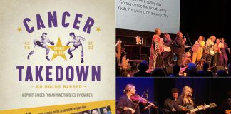 Bigger and better this year, the fourth annual Cancer Takedown spirit-raising fundraiser is returning with a second show of song, stories, and solidarity to shine a light on the mental burden of cancer. The fundraiser for cancer care at Peterborough Regional Health Centre will be held at Lindsay's Flato Academy Theatre on November 4, 2025 and returning to Market Hall Performing Arts Centre in Peterborough on November 5, 2025. (Graphic and photos courtesy of Amy Kemp)