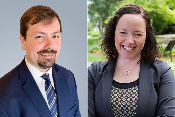 Michael Riseley, CPA and partner at Holmes Riseley CPAs and Tax Advisors, and Nicole Truman, lawyer and partner at Fox Law, will lead a November workshop on business transition, whether through sale, purchase, or succession, as part of Community Future Peterborough's SOAR program. (Photos: Holmes Riseley CPAs and Tax Advisors and Peterborough and Fox Law)