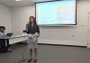 Senior planner and project manager Justine Giancola of Dillon Consulting, a consulting firm retained by the City of Peterborough, leads a presentation about a proposed Community Planning Permit System during a statutory public open house on September 17, 2025 at Miskin Law Community Complex. (kawarthaNOW screenshot of Concerned Citizens of Peterborough video)
