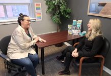 The Canadian Mental Health Association Haliburton, Kawartha, Pine Ridge (CMHA HKPR) is launching a new weekly mental health walk-in clinic in Minden on Thursdays effective September 18, 2025. In February, CMHA HKPR launched weekday mental health walk-in clinics in Lindsay and Peterborough. Pictured are virtual care clinic registered practical nurse Jessica Swift and CMHA HKPR programs and services director Tracy Graham. (Photo: CMHA HKPR