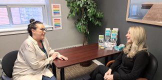 The Canadian Mental Health Association Haliburton, Kawartha, Pine Ridge (CMHA HKPR) is launching a new weekly mental health walk-in clinic in Minden on Thursdays effective September 18, 2025. In February, CMHA HKPR launched weekday mental health walk-in clinics in Lindsay and Peterborough. Pictured are virtual care clinic registered practical nurse Jessica Swift and CMHA HKPR programs and services director Tracy Graham. (Photo: CMHA HKPR