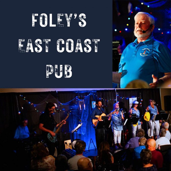 Foley's East Coast Pub features stories by 'Seanchai' Hugh Foley with music performances by the Foley Celtic Band, comprised of Fiddlin' Jay Edmunds, Ron Kervin, Andrew Martin, Theresa Foley, Sheila Prophet, and Norma Curtis. (Graphic courtesy of Foley's East Coast Pub)