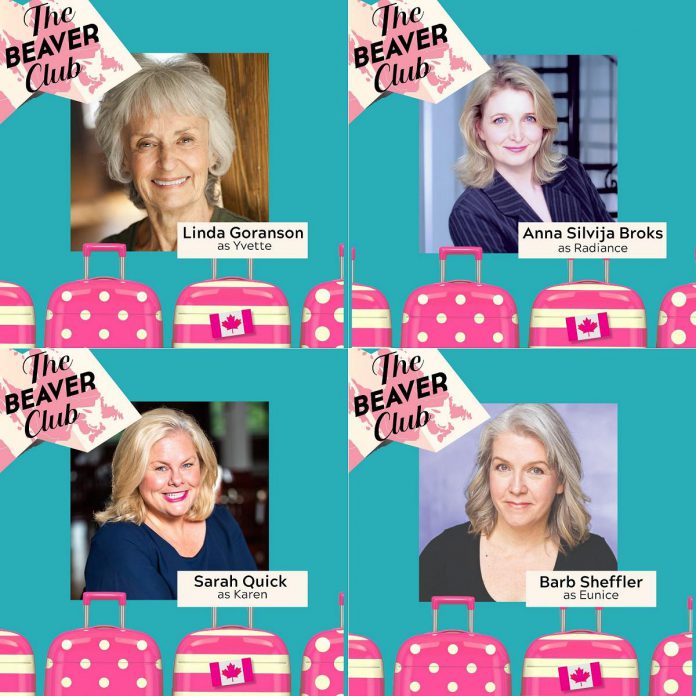 Linda Goranson, Anna Silvija Broks, Sarah Quick, and Barb Sheffler star in the Globus Theatre production of Barbara Scheffler's "The Beaver Club" running from September 24 to October 4, 2025 in Bobcaygeon. (Graphics: Globus Theatre)