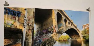A one-of-a-kind massive print of the Hunter Street Bridge, which connects Peterborough's downtown to East City, is one of several items up in the "Keys To Hope" fundraising auction. Proceeds from the auction will support the Habitat for Humanity Peterborough & Kawarthas Region build in collaboration with Our Daughters' Home that will provide a safe, permanent home for seven women living with developmental disabilities on Sophia Street in East City. Open to community members to donate items as well as to bid, the online auction is running now until midnight on October 10, 2025. (Photo courtesy of Ashley Bonner)