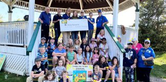Members of the Kiwanis Club of Scott's Plains, the Rotary Club of Peterborough, and young entrepreneuers who participated in the first-ever Kiwanis Lemonade Stand Day on August 23, 2025 celebrated a donation of $30,000 to the Rotary Accessible Playground Project at Riverview Park and Zoo on Sunday, September 21. The "Lemonaders" raised $7,000 for the project, with the Kiwanis Club adding another $8,000 and the Rotary Club matching both donations for a total of $30,000. (Photo: Rotary Club of Peterborough)