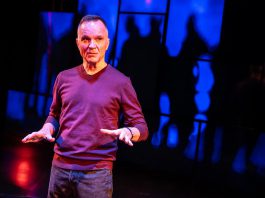 Canadian actor and playwright Jonathan Wilson performing in his one-man show "A Public Display of Affection" about his queer youth on the streets of Toronto in the late 1970s and beyond at its world premiere at Crow's Theatre in Toronto in April 2025. In partnership with Ptbo-Nogo Pride, New Stages Theatre is kicking off its 2025-26 season with a staged reading featuring Wilson on Saturday, September 20 at Market Hall Performing Arts Centre in downtown Peterborough. (Photo: Dahlia Katz)