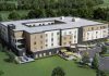 A rendering of a new 224-bed long-term care home to be constructed and operated by peopleCare Communities on the northwest corner of Water Street and Woodland Avenue on Trent University's Symons Campus. Trent University and peopleCare have entered into a teaching and research agreement that will provide experiential learning for more than 90 nursing, social work, and kinesiology students each year. (Photo: Trent University)