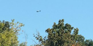 An OPP helicopter joined a large-scale Peterborough police search that began September 15, 2025 for a 34-year-old man wanted in connection with non-violent crimes. (Photo: Peterborough Police Service)