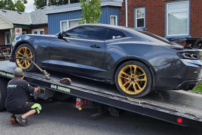 A 26-year-old Peterborough man had his car impounded for 14 days and his driver's licence suspended for 30 days following a police investigation into a cellphone video that showed the vehicle travelling 150 km/h in a 60km/h zone on The Parkway. (Photo: Peterborough Police Service)