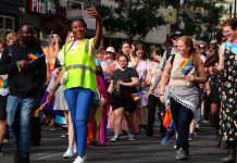 Some of the participants in the annual Peterborough-Nogojiwanong Pride parade on September 28, 2024 in downtown Peterborough. Pride Week 2025 runs from Friday, September 19 to Sunday, September 28, with the Pride parade on Saturday, September 27. (Photo: Sean Bruce)