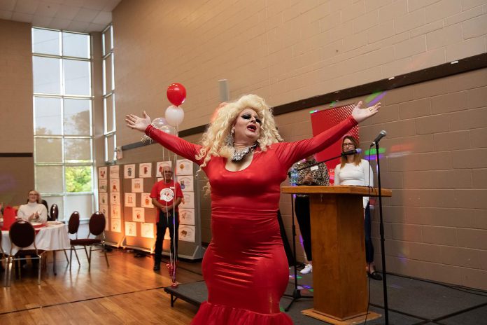 Local drag artist Miss Divalicious gave a surprise performance during the United Way Peterborough & District's official launch of its 2025-26 community campaign on September 25, 2025 at the Healthy Planet Arena. Miss Divalicious is a staff member at GM Financial, which raised $38,795 for the United Way during the company's workplace campaign last year. (Photo: Jordan Lyall Photography)