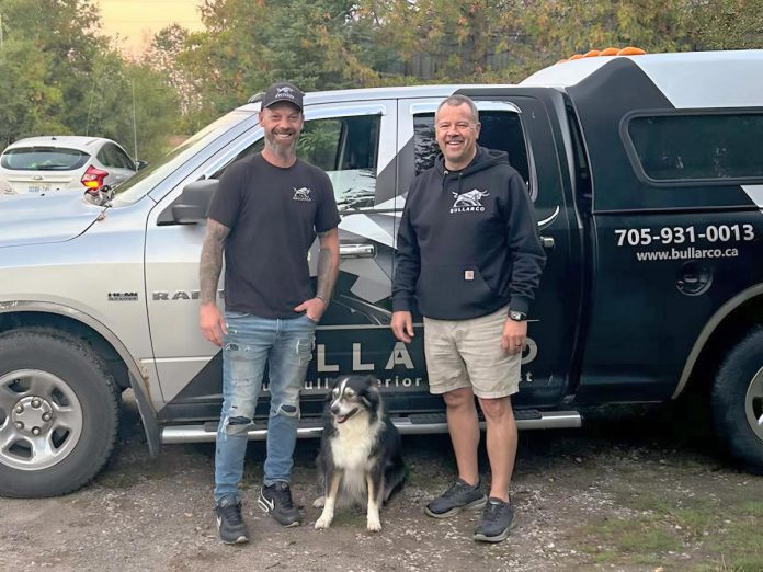 Bullarco Roofing & Full Exteriors president of operations Ben Scott (left) and company president Chris Maguire (right), along with marketing manager Chad O'Rourke, bring together more than 25 years of experience and 400 projects in the roofing industry. Bullarco was launched in March 2025 to service Peterborough County, Kawartha Lakes, and surrounding communities with roofing and exterior solutions through an honest, customer-first approach. Bullarco also gives back to the community by sponsoring local fundraising initiatives. (Photo courtesy of Bullarco Roofing & Full Exteriors)