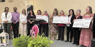 The Dragon Flies Breast Cancer Survivor Group raises $22,500 for breast cancer care in central Ontario At its annual "Diva Night" educational and awareness event on October 23, 2025, The Dragon Flies Breast Cancer Survivor Group's founding members Jo-Ann Forson, Nancy Hanna, and Gail Payne presented three $7,500 cheques to representatives of the Port Perry Hospital Foundation, Ross Memorial Hospital Foundation, and Lakeridge Health Foundation Oshawa. Since it was formed in 2002, the group has raised $437,800 in support of breast cancer diagnosis and treatment. (Photo courtesy of Ross Memorial Hospital Foundation)