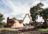 The 2014 demolition of Building 7 at the General Electric factory complex in downtown Peterborough captured by photographer Wayne Eardley as part of his "Caribou" series that was featured at the 2016 SPARK Photo Festival and the Art Gallery of Peterborough. Building 7 was part of the General Electric's armature department, which built coils for motors and generators, stators, DC motors, armatures, and more. (Photo: Wayne Eardley)