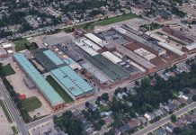 The General Electric factory complex at 107 Park Street North in downtown Peterborough, which began operations in 1891 as the Canadian Works of the Thomas Edison Company and later continued under General Electric. The site includes a complex of 33 buildings built between 1891 and 1981 and used for industrial manufacturing and ancillary purposes. In 2018, General Electric ceased its manufacturing activities on the site, with most of the buildings now decomissioned with machinery and equipment removed. (Photo: Google Earth)