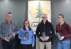 Cambium Consulting & Engineering staff show off their recycled plastic concrete molds. By turning their previously discarded plastic molds into reusable ones, the Peterborough firm is proving how businesses can lead the way in building a circular economy. From left to right: facilities and environmental health and safety manager Jeff Hoskin, technologist and green team representative Hillary Bradshaw, group manager for construction testing and inspection Brian Graham, and coordinator and green team representative Becky Yarnell. (Photo: Connor Evans / Cambium)