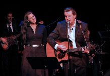 Karen Coughlin and Aaron Solomon perform as June Carter Cash and Johnny Cash in a production of "Johnny & June" at Hudson Village Theatre in Quebec in 2023. The jukebox musical comes to Globus Theatre in Bobcaygeon for five performances from October 23 to 25, 2025. (Photo: Hudson Village Theatre)