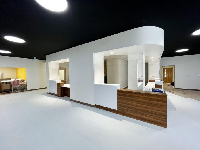Located in Peterborough Square in downtown Peterborough, the Peterborough Community Health Centre (PCHC) is welcoming the public to its grand opening on October 7, 2025. Designed by Unity Design Studio and built by Mortlock Construction Inc., the centre is located on two accessible floors in the mall, occupying the space previously held by TD Canada Trust and the space just below the former branch. (Photo: Mortlock Construction Inc.)