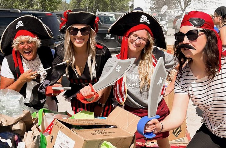 Volunteers with "Porch Pirates for Good" will be driving around Peterborough on October 25, 2025 to collect donated items for Kawartha Food Share that residents leave on their front porches. In the last five years, the Porch Pirates for Good food drives have brought in over 185,000 pounds of food and over $20,000 in monetary donations. (Photo: Kawartha Food Share)