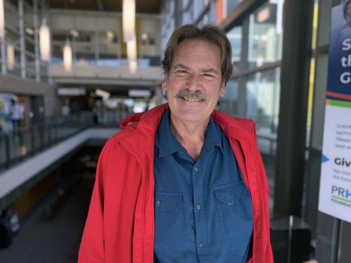 After developing a diabetic ulcer and learning he had improper blood flow in his legs, Bowmanville resident Mike Leach needed to have a stent placed in an artery in one leg and a medical balloon placed in the other during two separate surgeries months apart at Peterborough Regional Health Centre (PRHC). He says that having two surgeries meant twice the recovery, twice the wait, twice the risk of infection, and twice the worry for him and his family. He is now sharing his story and supporting the PRHC Foundation's $70 million Campaign for PRHC, including an initiative to bring a hybrid operating room to the regional hospital so future vascular patients can get more of their minimally invasive and open surgeries done at the same time. (Photo courtesy of PRHC Foundation)