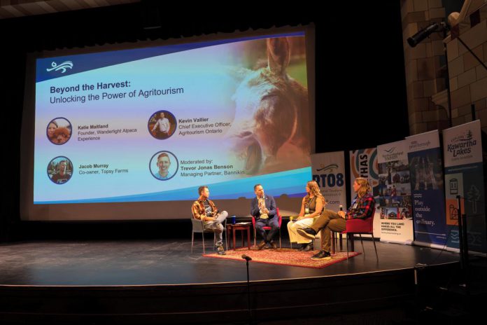 A panel discussion on agritourism during the inaugural Regional Tourism Summit hosted by Regional Tourism Organization 8 (RTO8) at the Capitol Theatre in Port Hope on October 21, 2025. With a keynote address, panel discussions, and networking opportunities, the event saw tourism operators and partners from across the Kawartha Northumberland region gather for a day learning about the challenges and opportunities that exist in the industry regionally, with a focus on strengthening partnerships and collaborations. (Photo courtesy of RTO8) A panel discussion on agritourism during the inaugural Regional Tourism Summit hosted by Regional Tourism Organization 8 (RTO8) at the Capitol Theatre in Port Hope on October 21, 2025. With a keynote address, panel discussions, and networking opportunities, the event saw tourism operators and partners from across the Kawartha Northumberland region gather for a day learning about the challenges and opportunities that exist in the industry regionally, with a focus on strengthening partnerships and collaborations. (Photo courtesy of RTO8)