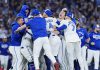 The Toronto Blue Jays celebrate after defeating the Seattle Mariners on October 20, 2025 to win the American League pennant, sending them to the World Series for the first time in 32 years. (Photo: Major League Baseball)
