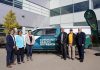 Trent/Fleming School of Nursing dean Dr. Hugo Lehmann and associate dean Dr. Ellen Buck-McFadyen, nurse practitioner and Trent University clinical instructor Erinne Stevens, donors Brad Holland and Bryan Davies, and Trent University provost and vice-president Dr. Mark Skinner in front of the new donor-funded community health outreach vehicle that the Peterborough Community Health Centre will use to improve primary healthcare services to rural and Indigenous communities in Peterborough County while also providing nursing students with practical experience. (Photo courtesy of Trent University)