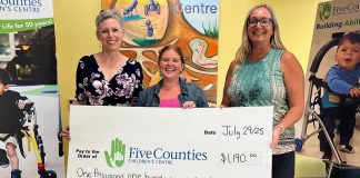 Five Counties Children's Centre was one of six Peterborough-area organizations that benefited from donations from the second season of Women's Adventures in Golf, a women-led volunteer group that offers fun, themed golfing opportunities once a month for Peterborough women of all skill levels while also raising funds for local charities. In 2025, the group raised more than $5,200, bringing its two-year total to more than $10,000 in support of local women, children, and families. (Photo: Five Counties Children's Centre)