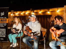 Founded by Waterloo native and Billboard-charting and award-winning artist Scotty James (middle), Backyard Music Co. is bringing Nashville-style intimate concerts to 13 locations across Canada in 2026, including Bobcaygeon and Fenelon Falls in Kawartha Lakes. (Photo: Backyard Music Co.)