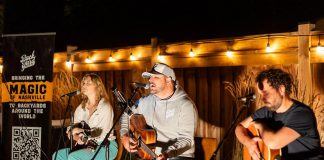 Founded by Waterloo native and Billboard-charting and award-winning artist Scotty James (middle), Backyard Music Co. is bringing Nashville-style intimate concerts to 13 locations across Canada in 2026, including Bobcaygeon and Fenelon Falls in Kawartha Lakes. (Photo: Backyard Music Co.)