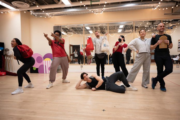 Michelle Yu and Amir Haidar (right) with other members of the cast of "Hansel & Gretel - The Sticky and Sweet Panto" during a recent rehearsal. The two actors are taking on the lead roles in the holiday musical comedy written and directed by Capitol Theatre artistic director Rob Kempson. Running for 45 performances from November 21 to December 28, 2025 at the historic downtown venue, the panto includes both "naughty" versions for adults and family-friendly "nice" versions. (Photo: Sam Moffatt