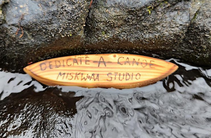 Daniel Marlatt, an elemental artist at Miskwaa Art Studio and Outdoor Gallery in Trent Lakes, has announced his free "Dedicate a Canoe" project inviting community members to dedicate a six-inch canoe handcarved by the artist to a loved one and send it down the Miskwaa Ziibi river at Marlatt's studio in spring 2026. The free-of-charge project is inspired by the similar "lil Red Canoe" project and blog that Marlatt launched in 2019. (Photo courtesy of Daniel Marlatt)