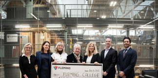 Fleming College receives transformative $1.5 million gift from Joyce Family Foundation to help students with tuition Pictured during the announcement of the Joyce Family Foundation's historic $1.5 million gift to Fleming College on November 26, 2025 at the Kawartha Trades and Technology Centre at the Sutherland Campus in Peterborough are (left to right): Maureen Adamson, President, Fleming College; Maureen O'Neill, Executive Director, Joyce Family Foundation; Linda Ricker, Director of Finance, Joyce Family Foundation; Chris Jardine, Associate Vice President, Marketing & Advancement, Fleming College; Katie Pezoulas, Executive Director, Advancement & External Relations, Fleming College; Nick Stone, Associate Vice President, Applied Health, Fleming College; and Joanne Spicer, Vice President, Student Experience, Fleming College. (Photo courtesy of Fleming College)