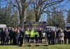 City of Kawartha Lakes politicians, staff, paramedics, and project partners gathered at 230 Angeline Street South in Lindsay on November 18, 2025 to mark the next step towards the construction of a new $50-million paramedics headquarters in Lindsay, unveiling a new sign to mark the site of the facility, with construction expected to begin in spring 2026 now that a lease agreement with Trillium Lakelands District School Board for the property has been finalized. (Photo: City of Kawartha Lakes)