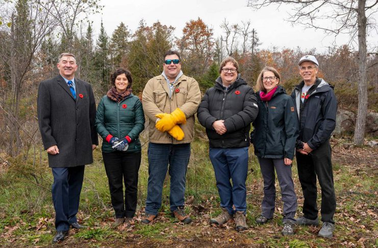 Kawartha Land Trust creates new nature reserve on 435-acre property in Trent Lakes Attendees at the Kawartha Land Trust (KLT) announcement on November 7, 2025 about the creation of the new Kawartha Highlands South nature reserve in the Municipality of Trent Lakes included (from left to right) Peterborough-Kawartha MPP Dave Smith, KLT board member Geri Blinick, KLT trustee Gary Pritchard, KLT executive director John Kintare, Ontario Land Trust Alliance executive director Alison Howson, and KLT board chair Randy Northey. (Photo: Stephanie Lake)